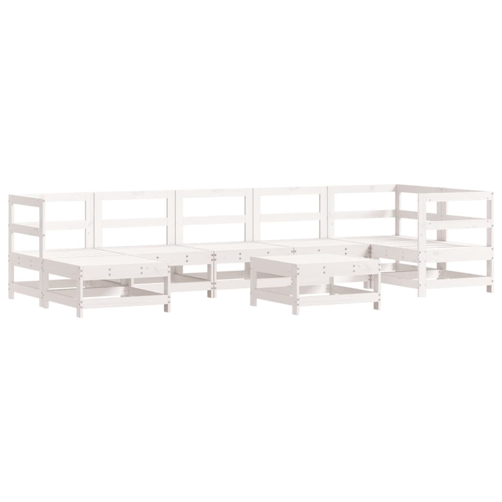 Garden Lounge Set White Solid Pine Wood Large Modular