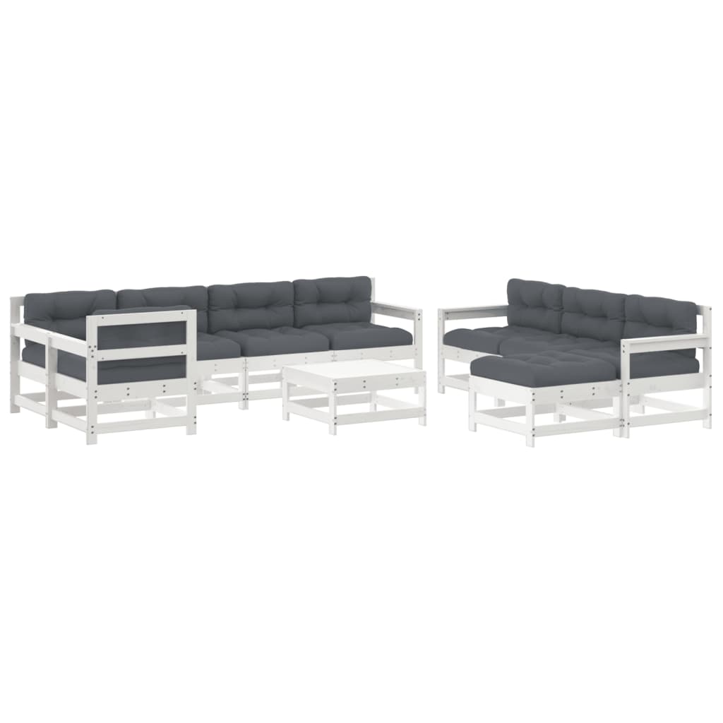 Garden Lounge Set White Solid pine wood Large Modular