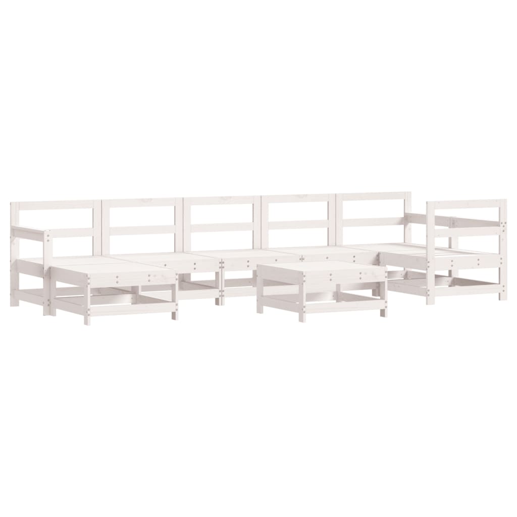 Garden Lounge Set White Solid pine wood Large Modular