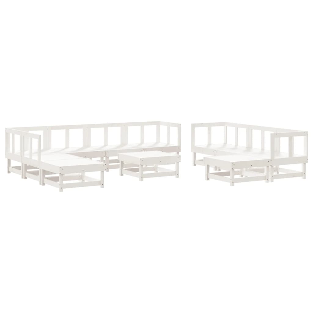Garden Lounge Set White Solid pine wood Large Modular