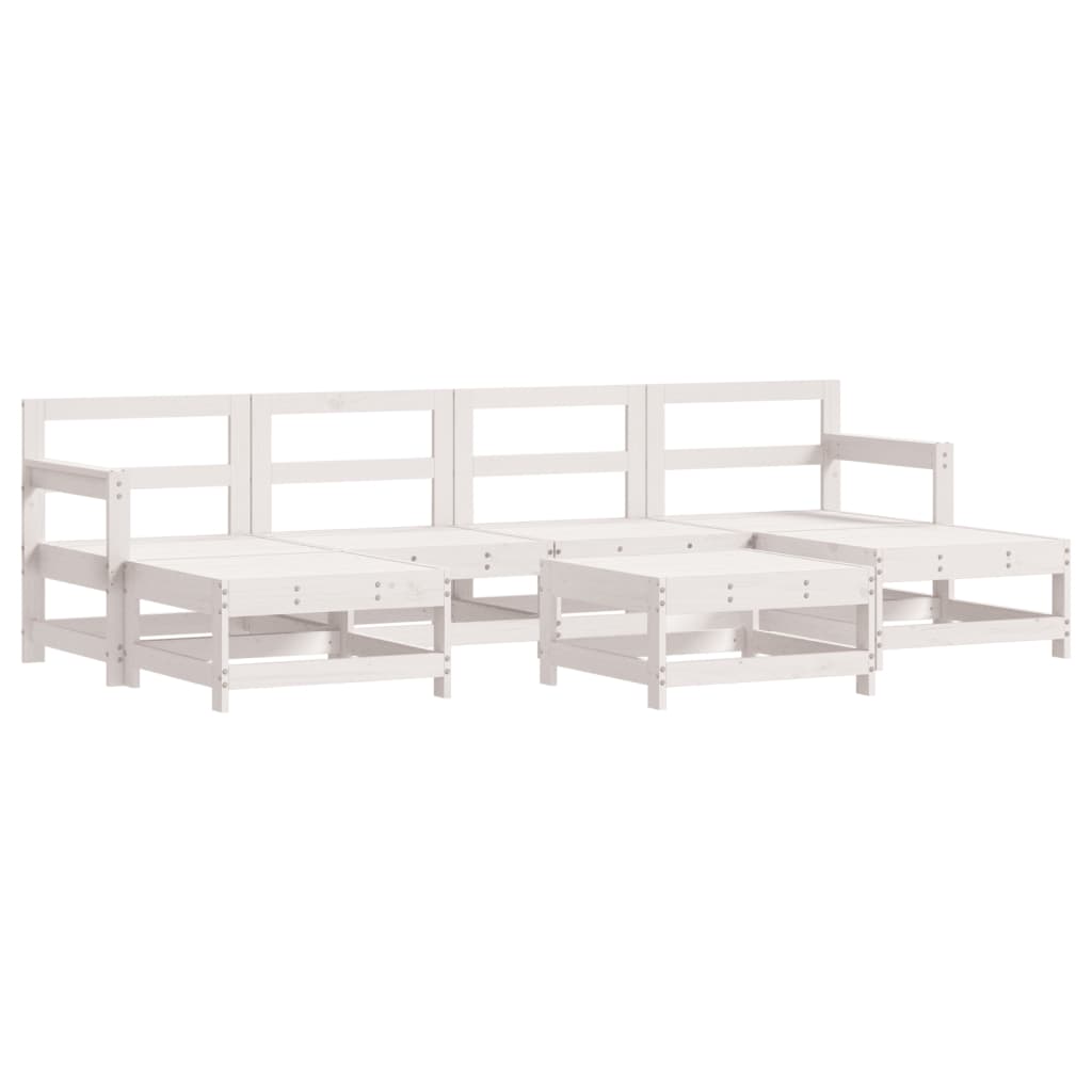Garden Lounge Set White Solid pine wood Large Modular