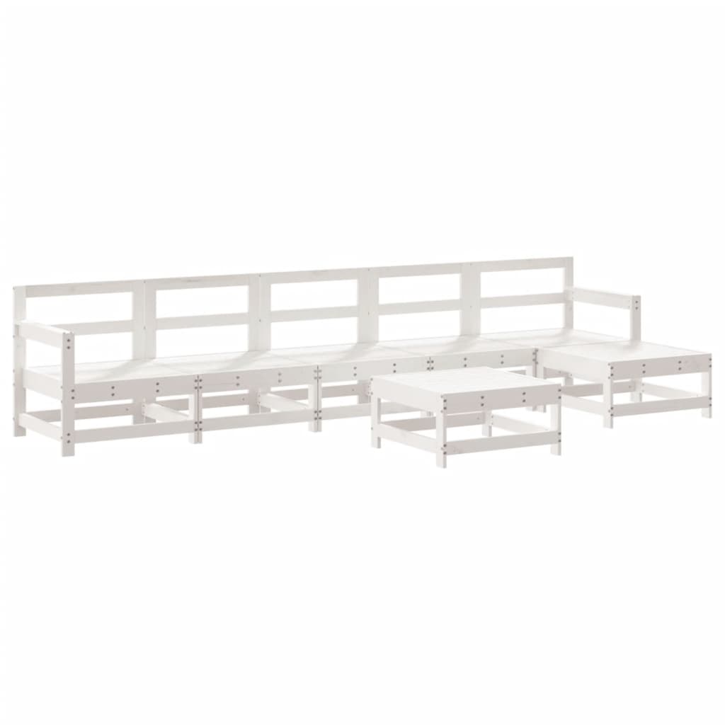 Garden Lounge Set White Solid Pine Wood Large Modular