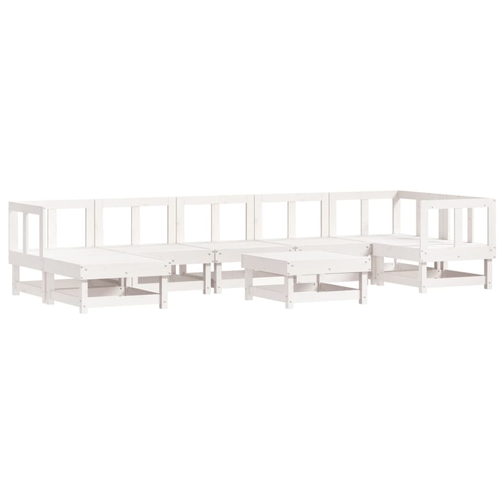 Garden Lounge Set White Solid pine wood Large Modular