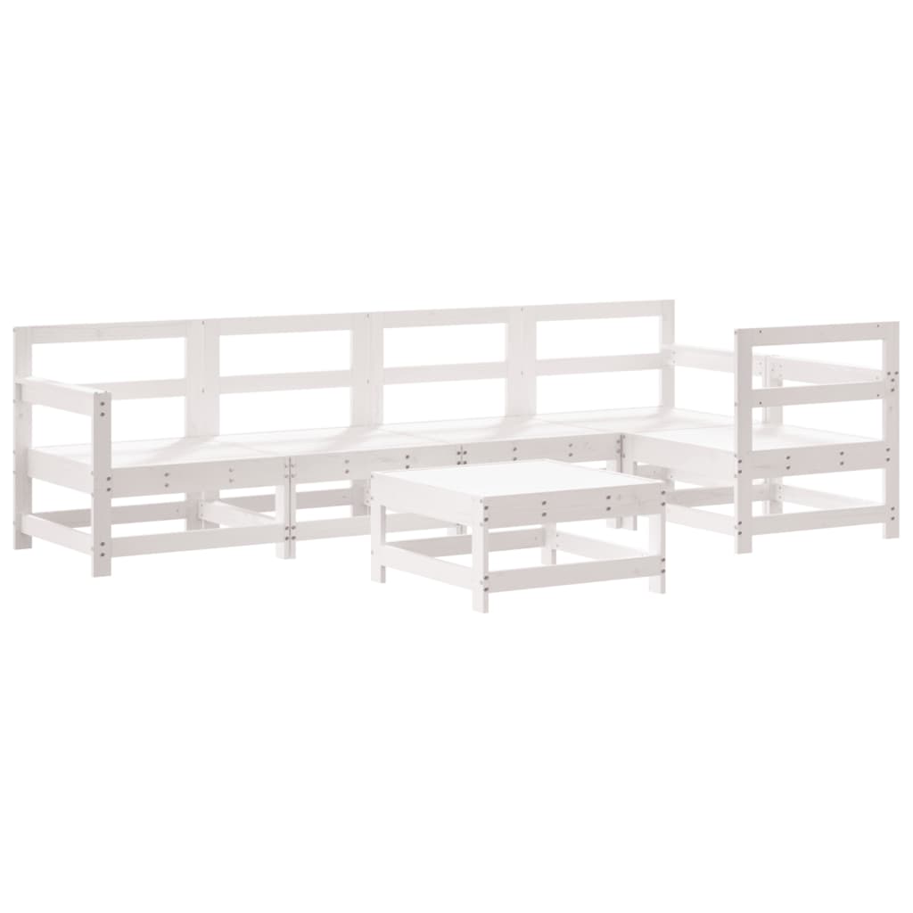 Garden Lounge Set White Solid pine wood Large Modular