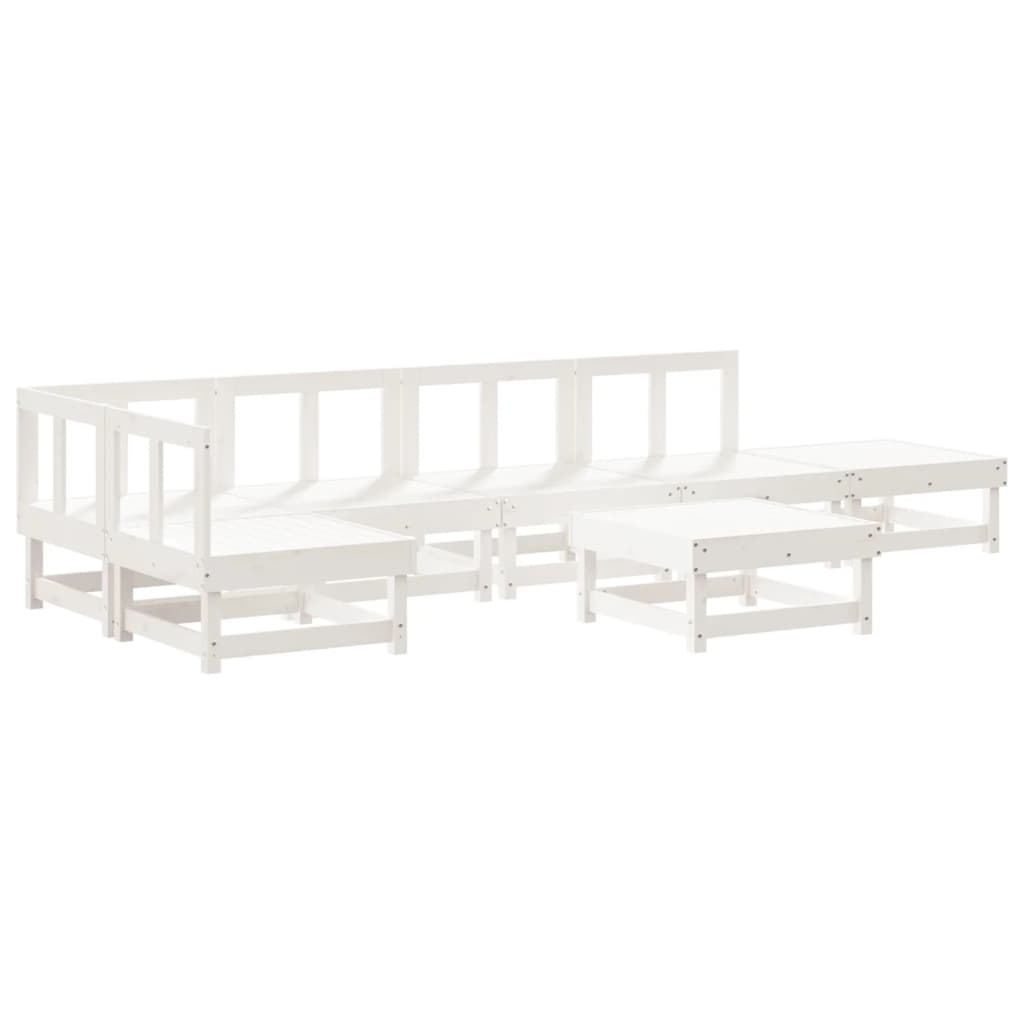 Garden Lounge Set White Solid Pine Wood Large Modular