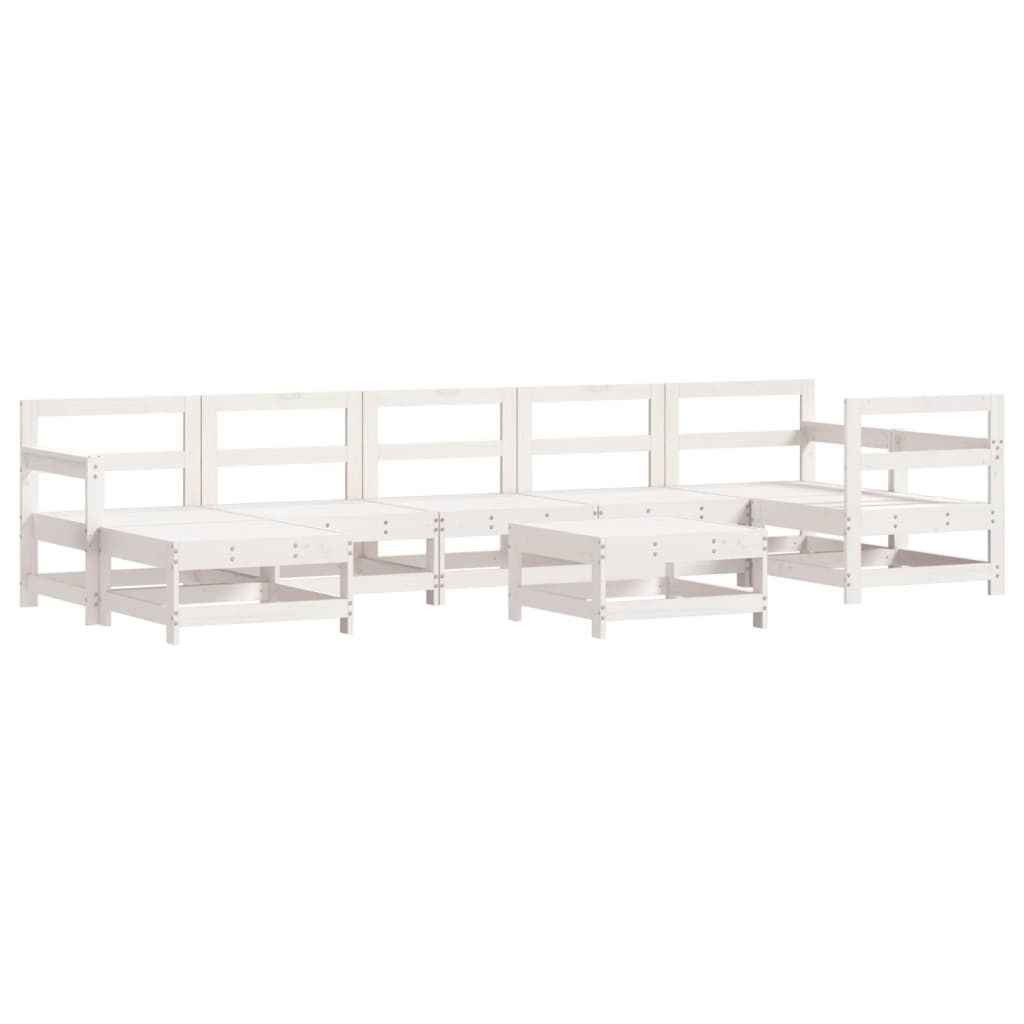 Garden Lounge Set White Solid Pine Wood Large Modular