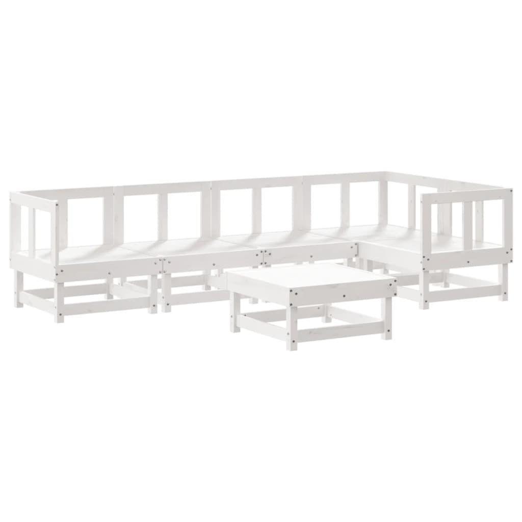 Garden Lounge Set White Solid Pine Wood Large Modular