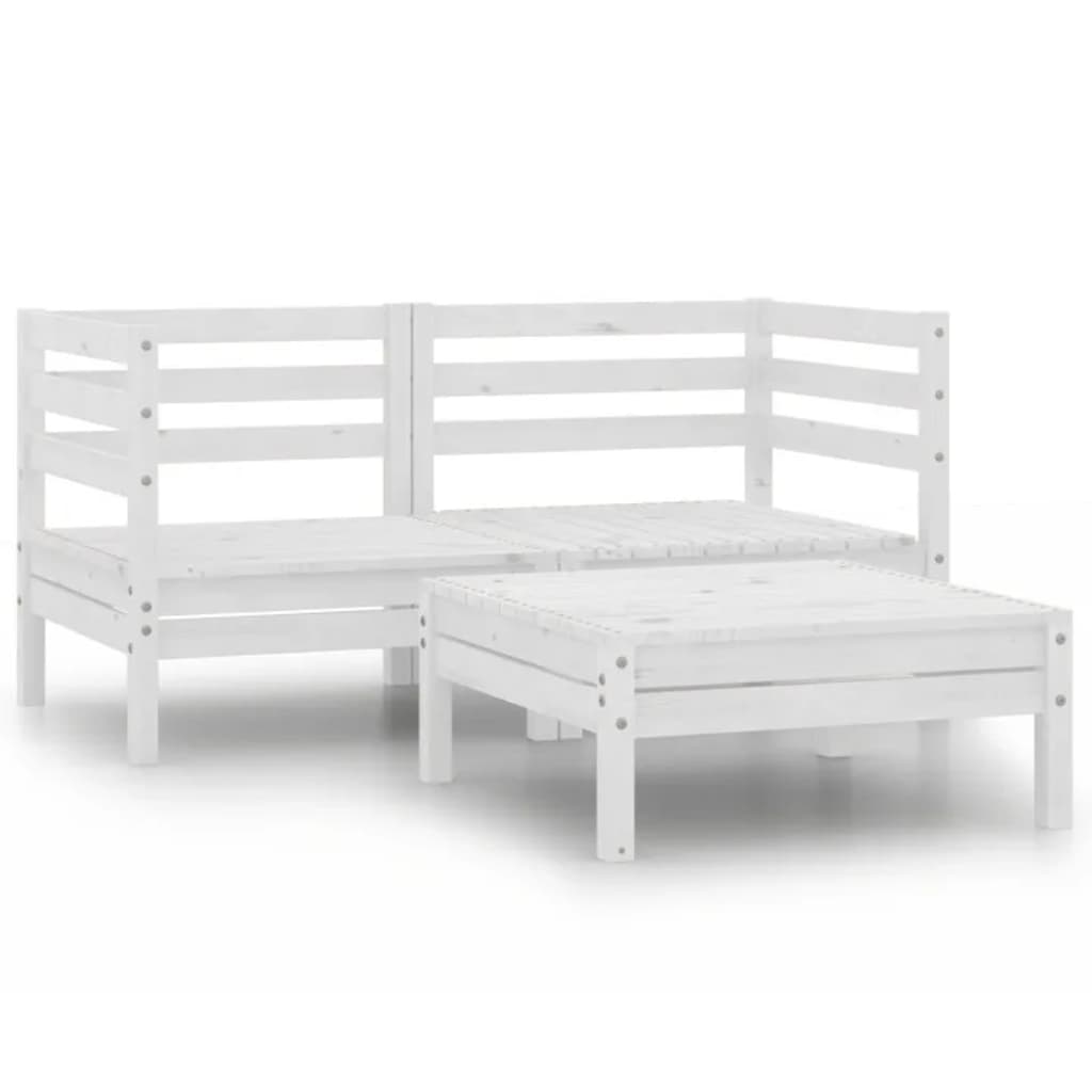 Garden Lounge Set White Solid pine wood Large Modular