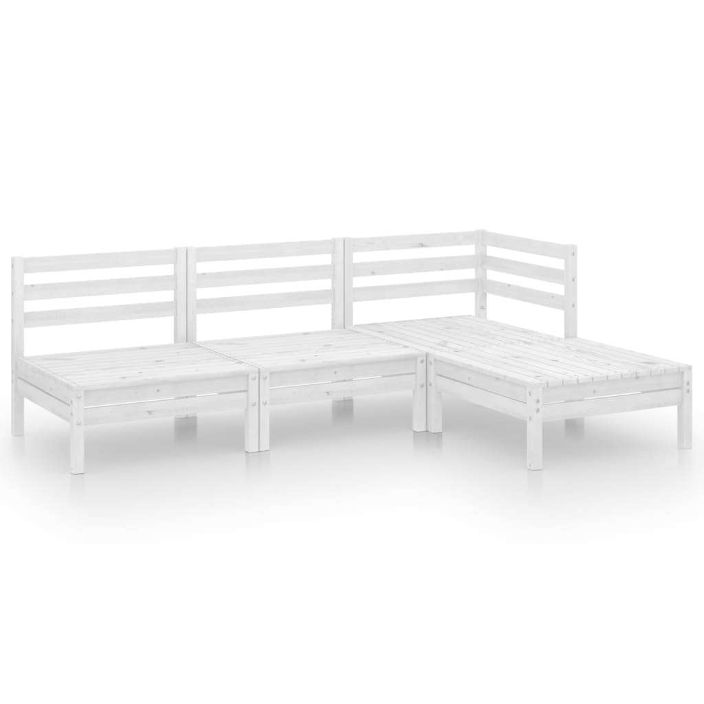Garden Lounge Set White Solid Pine Wood Medium Modular