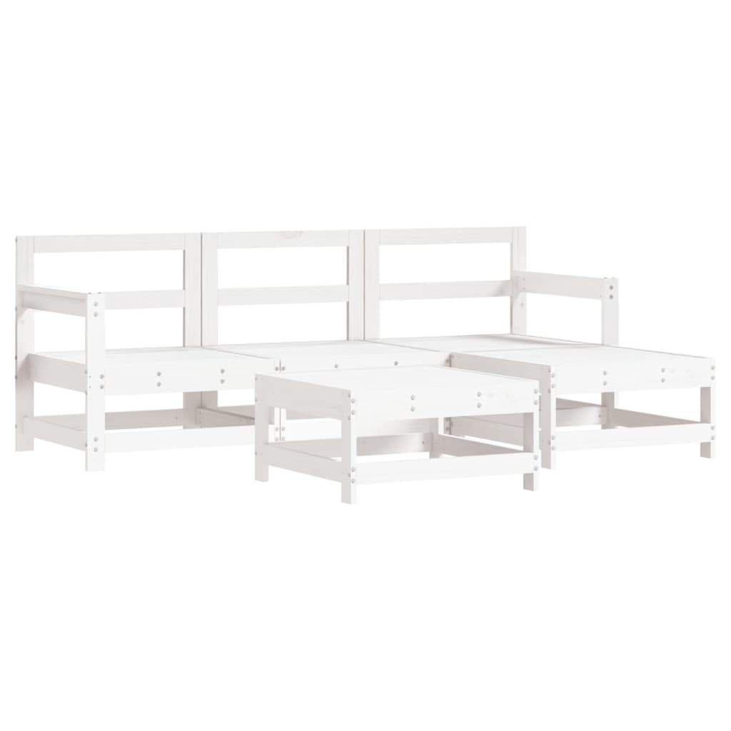 Garden Lounge Set White Solid Pine Wood Medium Modular