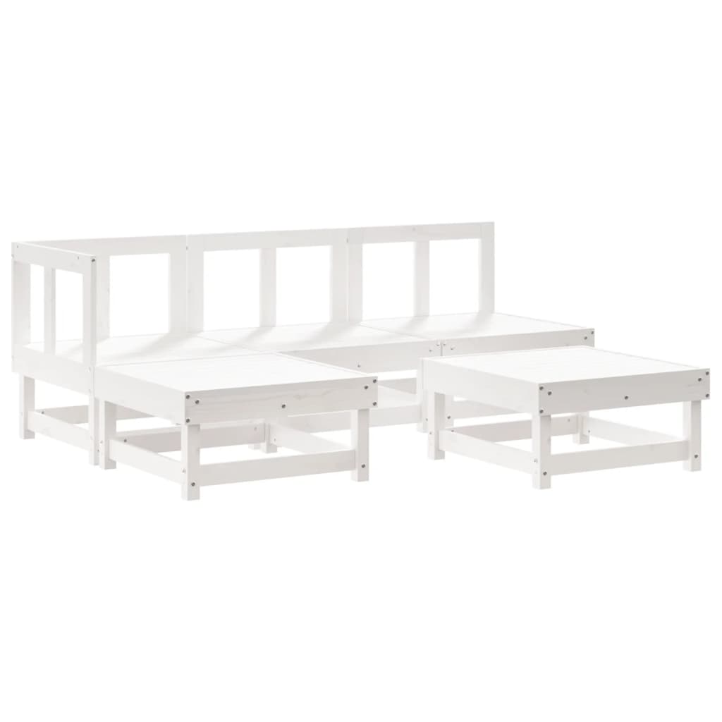 Garden Lounge Set White Solid Pine Wood Medium Modular