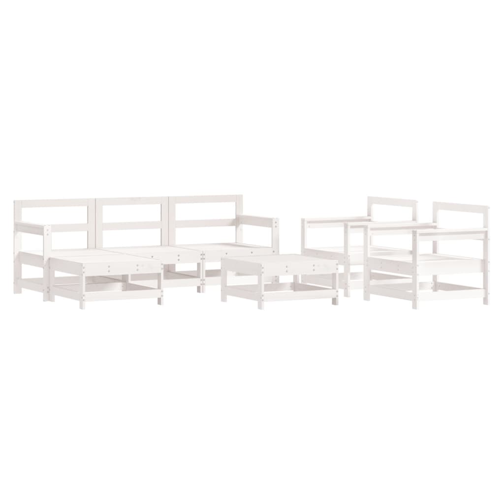 Garden Lounge Set White Solid pine wood Medium Modular