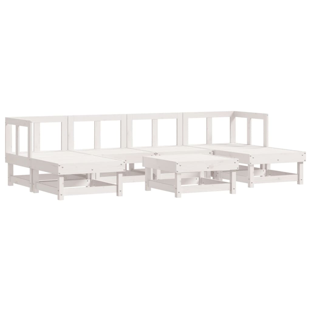 Garden Lounge Set White Solid pine wood Medium Modular
