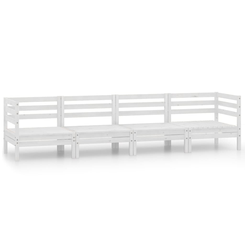 Garden Lounge Set White Solid pine wood Medium Modular