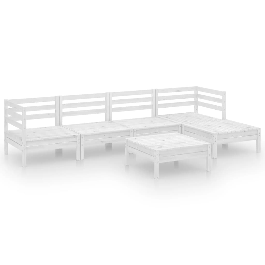 Garden Lounge Set White Solid pine wood Medium Modular