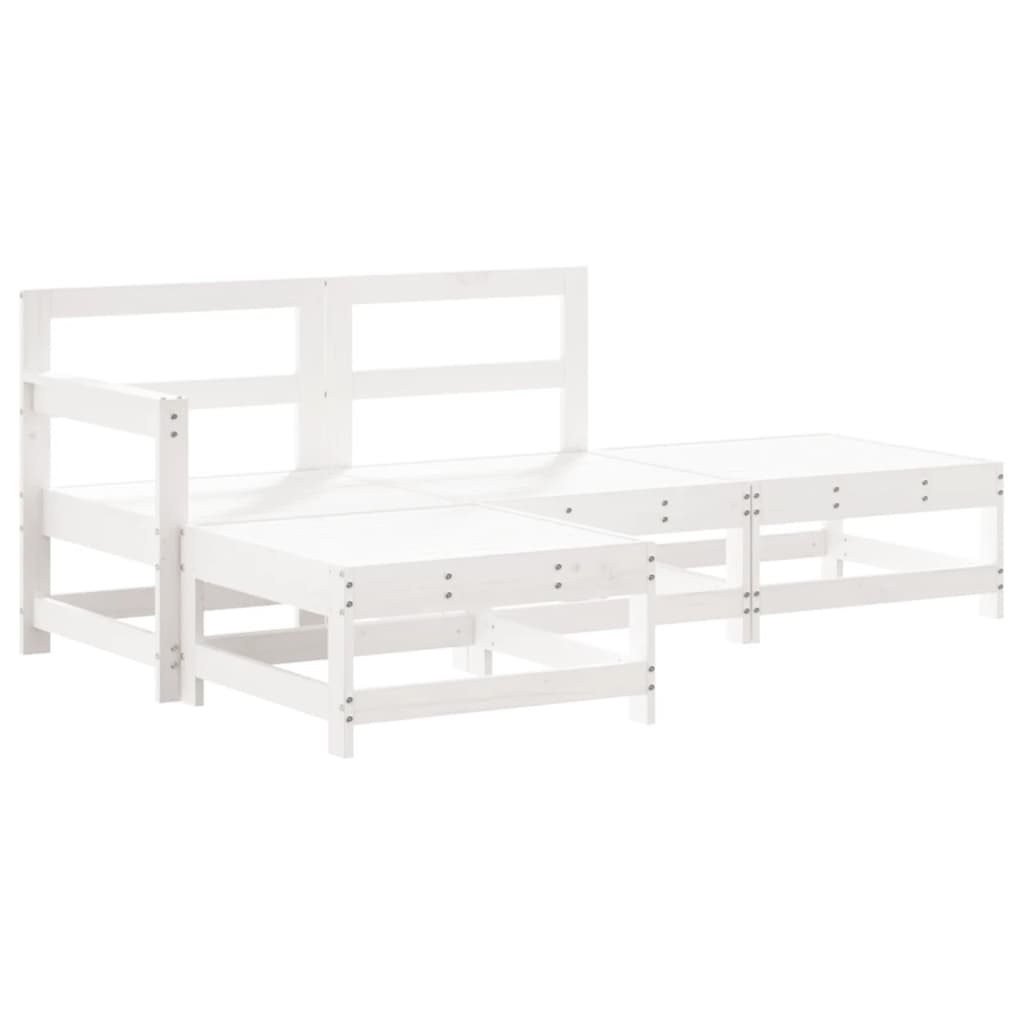 Garden Lounge Set White Solid pine wood Medium Modular