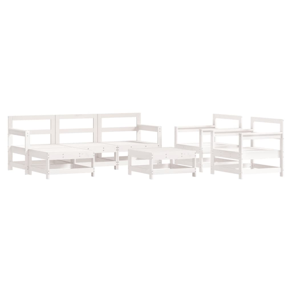 Garden Lounge Set White Solid pine wood Medium Modular