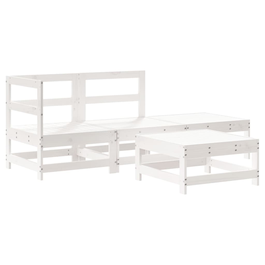 Garden Lounge Set White Solid pine wood Modular Garden Lounge Set