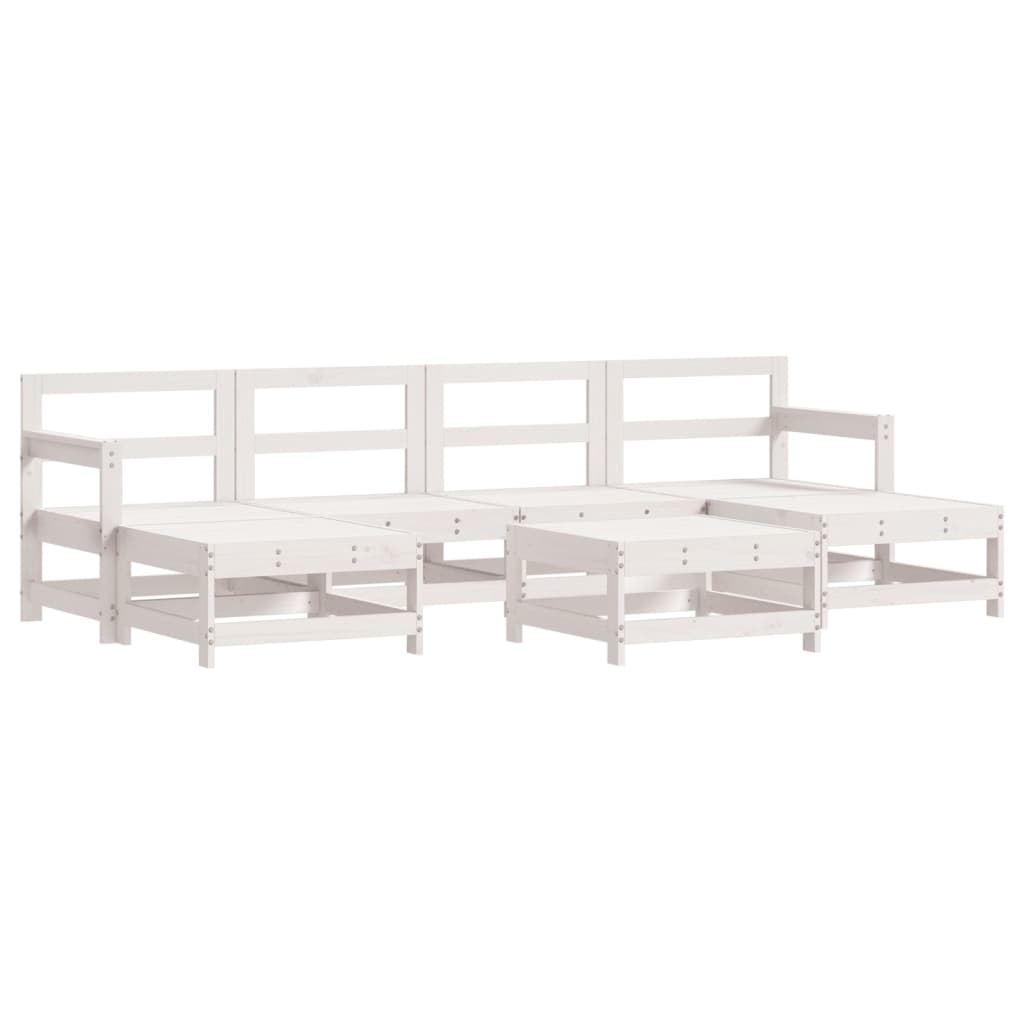 Garden Lounge Set White Solid pine wood, Plywood Large Modular