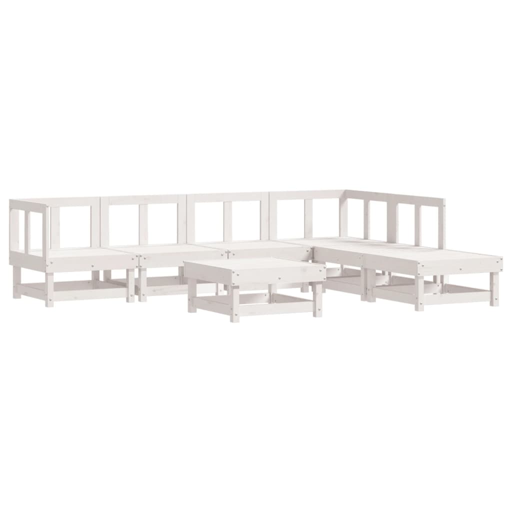 Garden Lounge Set White Solid pine wood, Plywood Large Modular