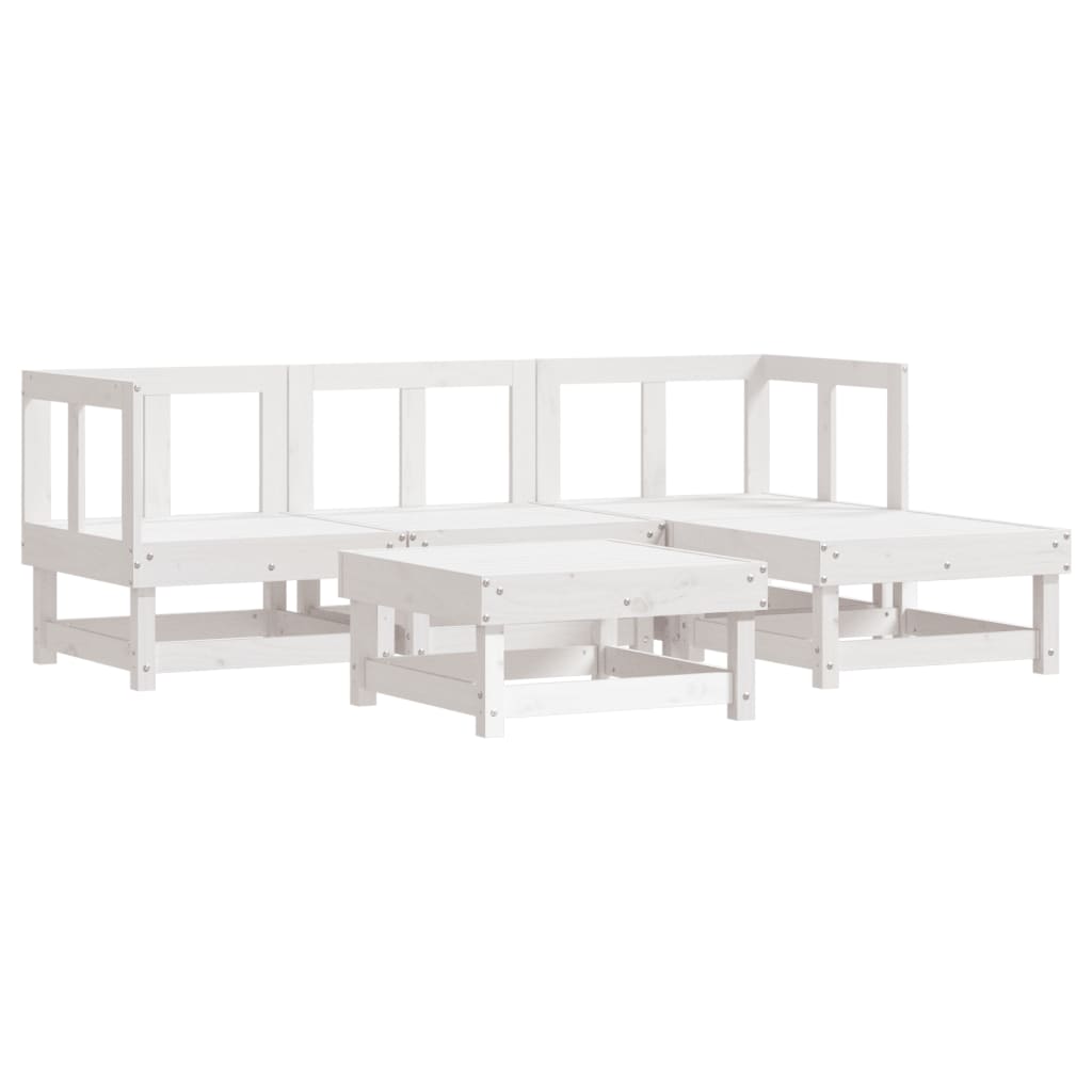 Garden Lounge Set White Solid pine wood, Plywood Medium Modular