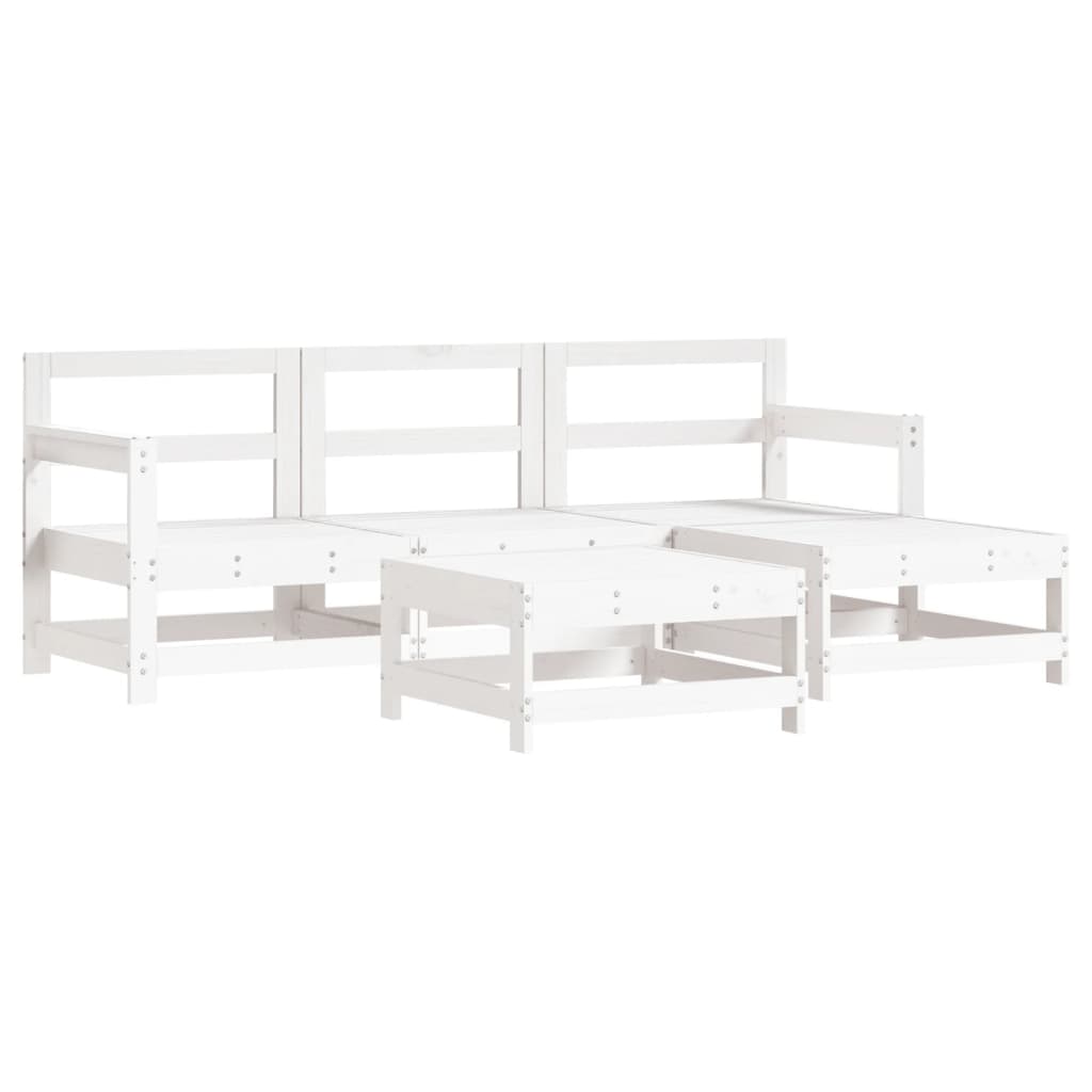 Garden Lounge Set White Solid pine wood, plywood Medium Modular