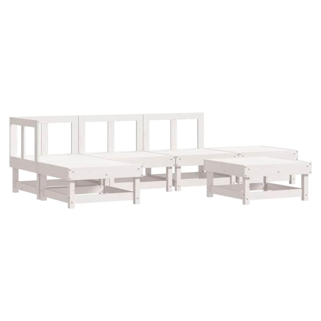 Garden Lounge Set White Solid pine wood, Plywood Medium Modular
