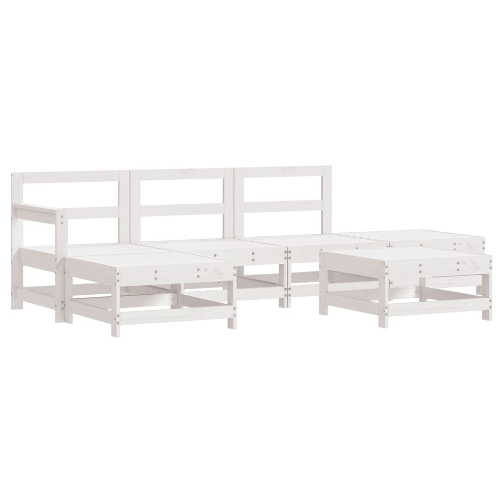 Garden Lounge Set White Solid pine wood, Plywood Modular