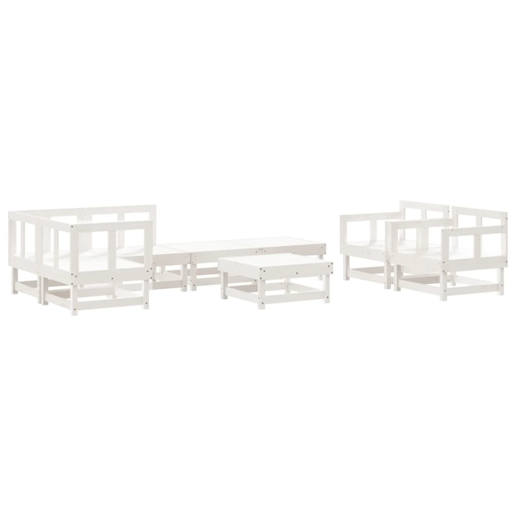 Garden Lounge Set White Solid pine wood, Plywood slats Large