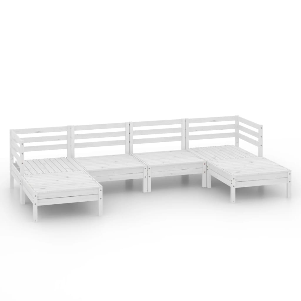 Garden Lounge Set White Solid pine wood Up to six people Modular