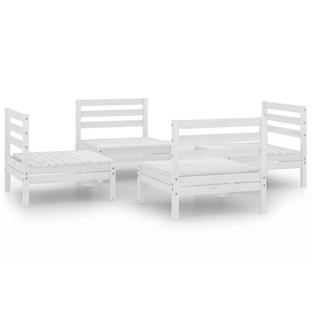Garden Lounge Set White Solid Pinewood 4-piece set Seats 4