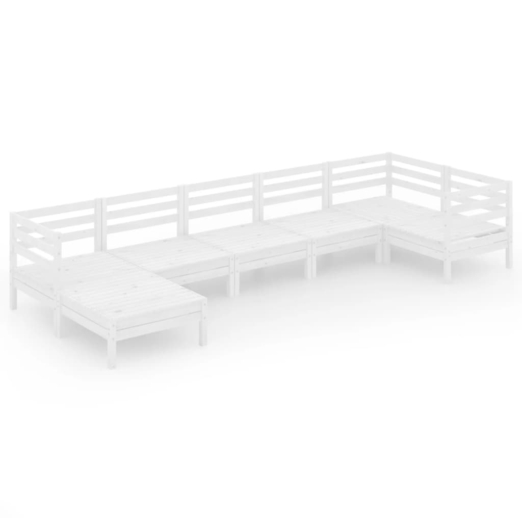 Garden Lounge Set White Solid pinewood 7 Piece Modular