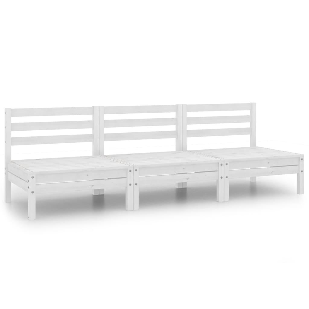 Garden Lounge Set White Solid pinewood Medium Modular
