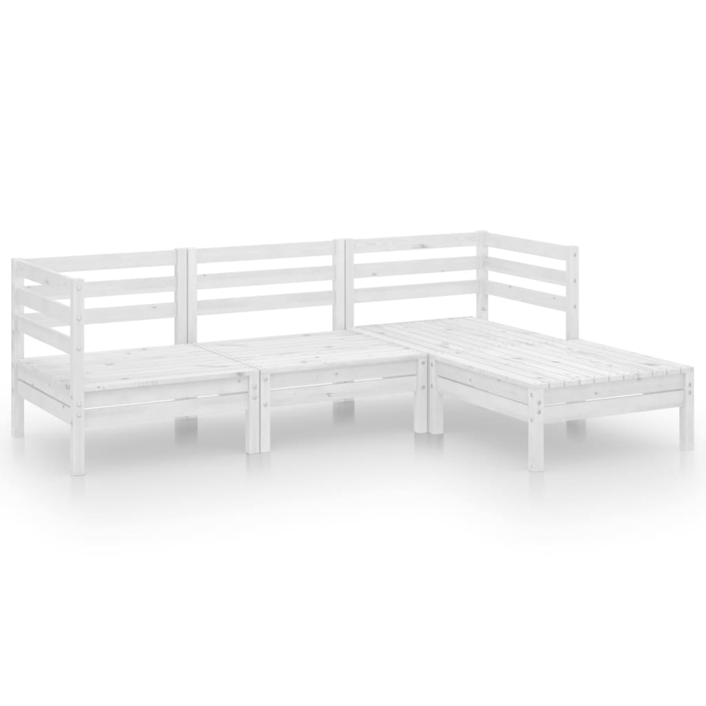Garden Lounge Set White Solid Pinewood Medium Modular