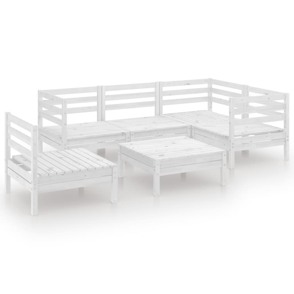 Garden Lounge Set White Solid pinewood Modular Garden Lounge Set