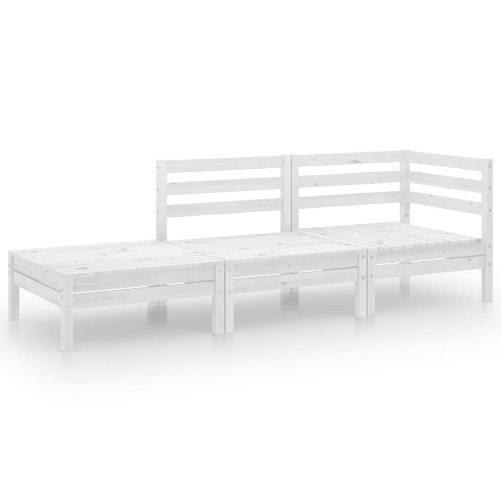 Garden Lounge Set White Solid pinewood Modular Garden Lounge Set