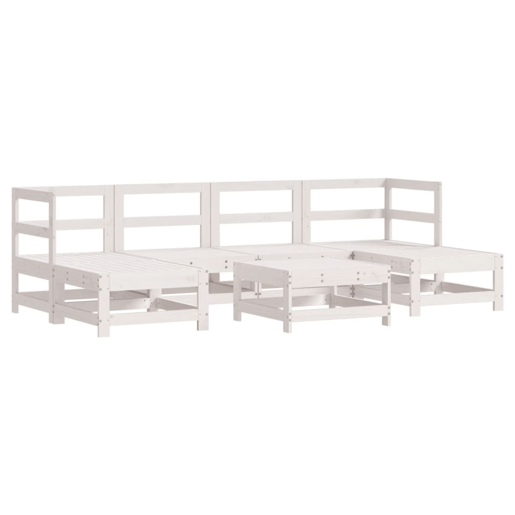 Garden Lounge Set White Solid pinewood, plywood Large Stackable