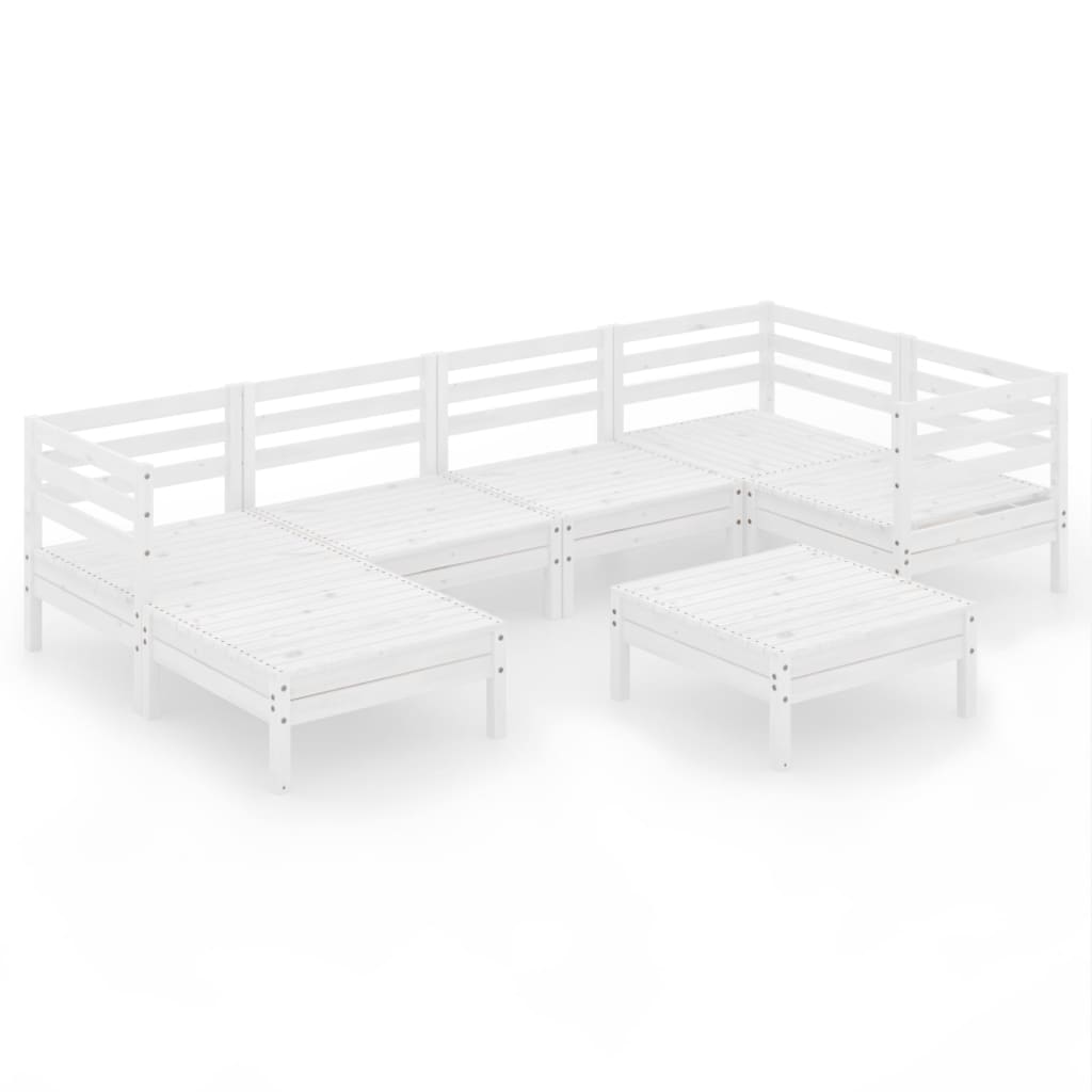 Garden Lounge Set White Solid pinewood Standard Modular Rustic