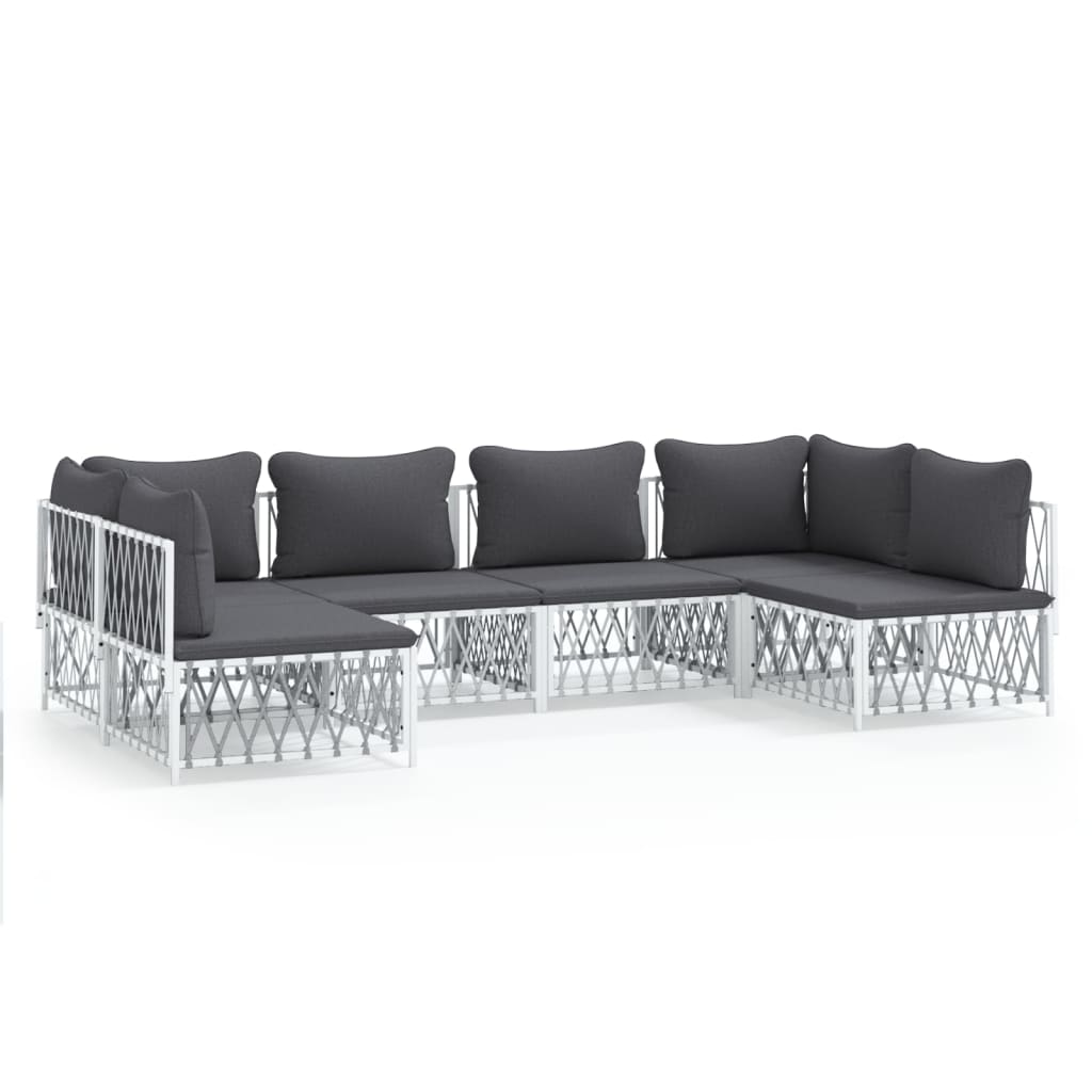 Garden Lounge Set White Woven fabric Medium Modular