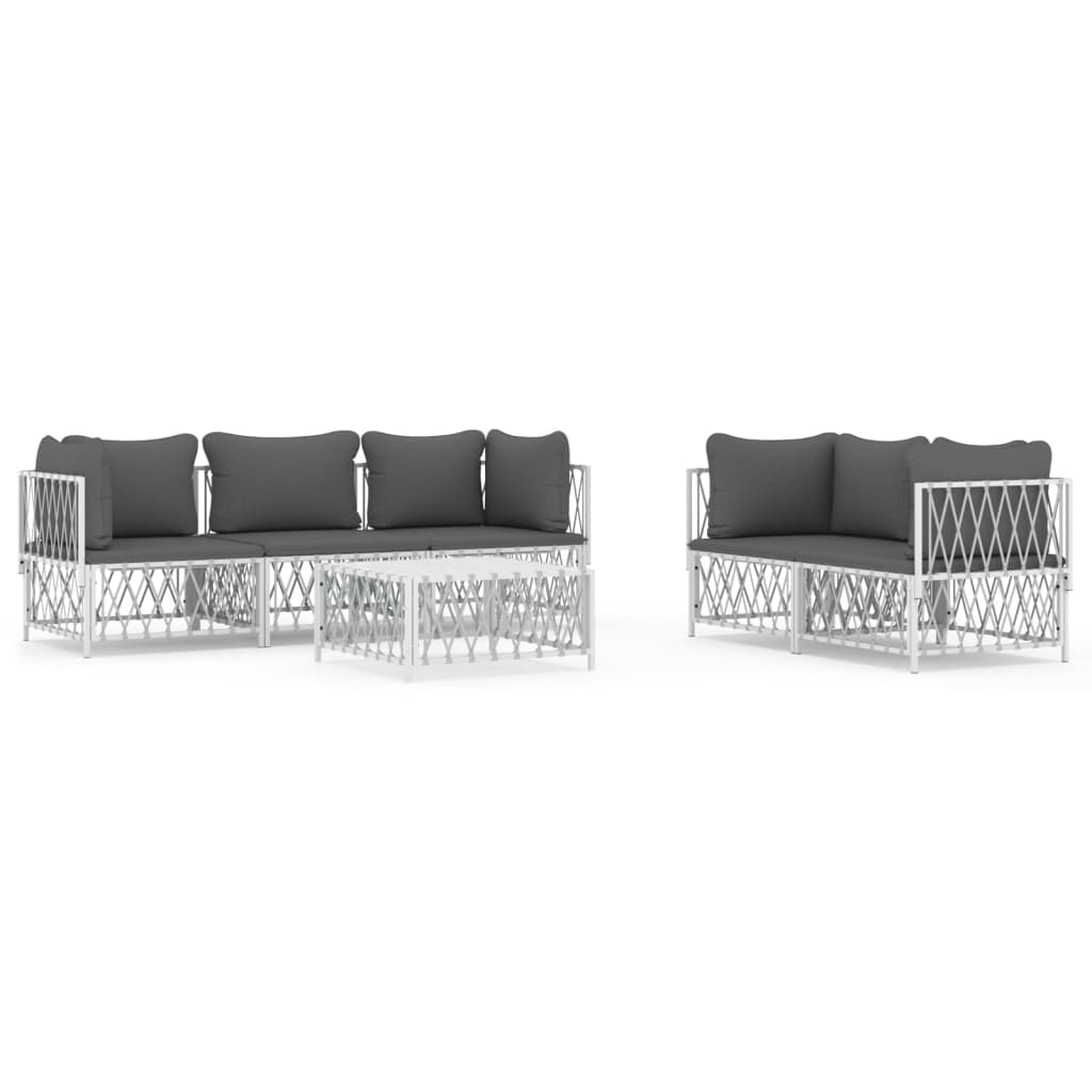 Garden Lounge Set White Woven fabric, Powder-coated steel, Textilene