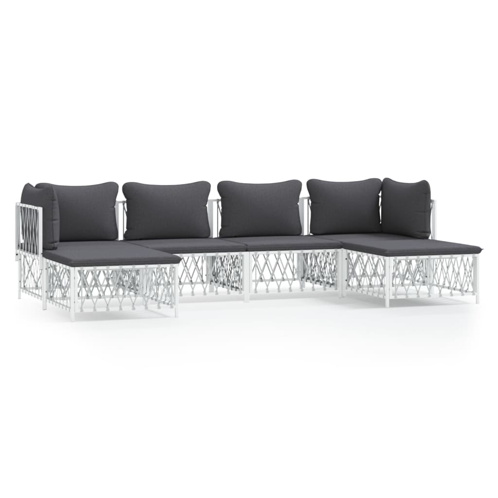 Garden Lounge Set White Woven fabric, powder-coated steel, textilene
