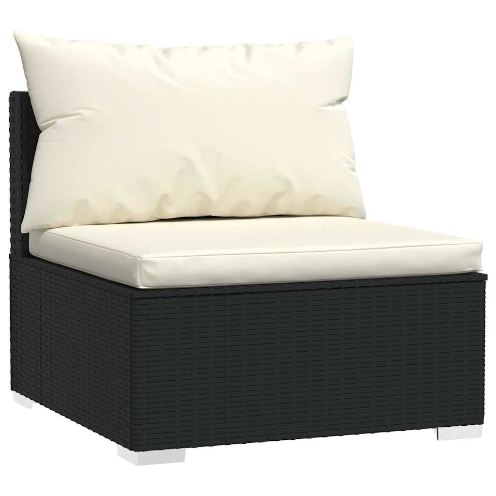 Garden Middle Sofa Black PE rattan Medium Modular