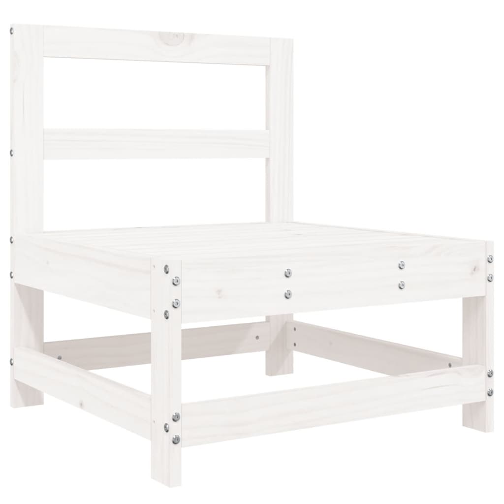 Garden Middle Sofa White Solid Pine Wood Medium Modular