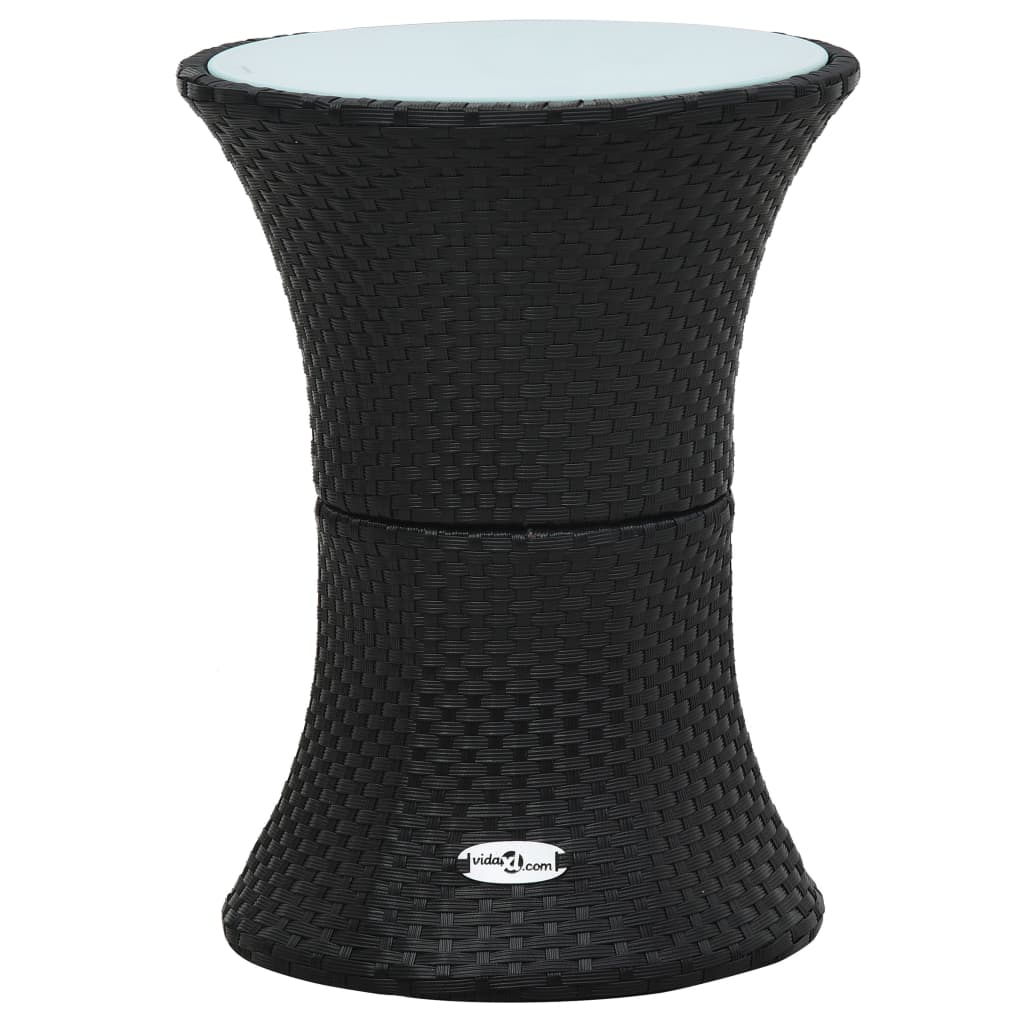 Garden Side Table Black Poly rattan, tempered glass Medium