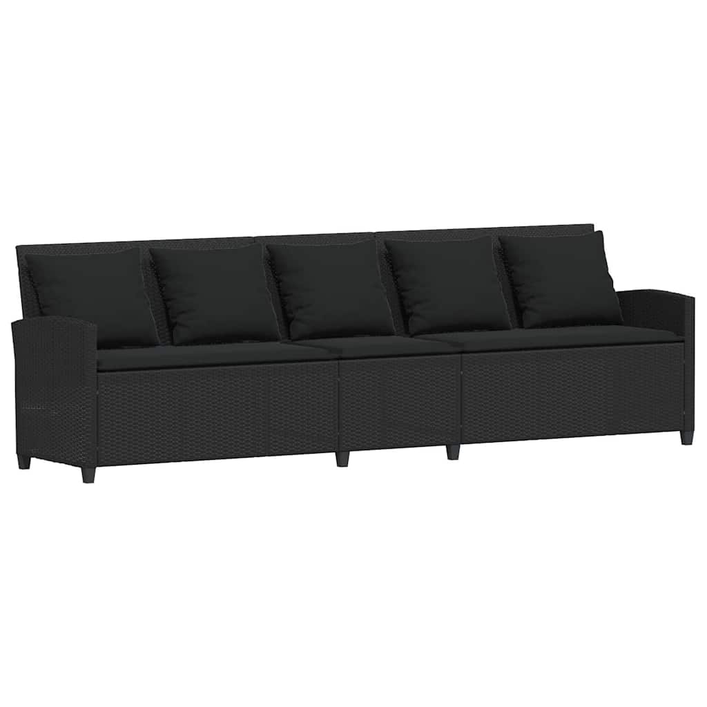 Garden Sofa Black PE Rattan 5-Seater UV-resistant materials