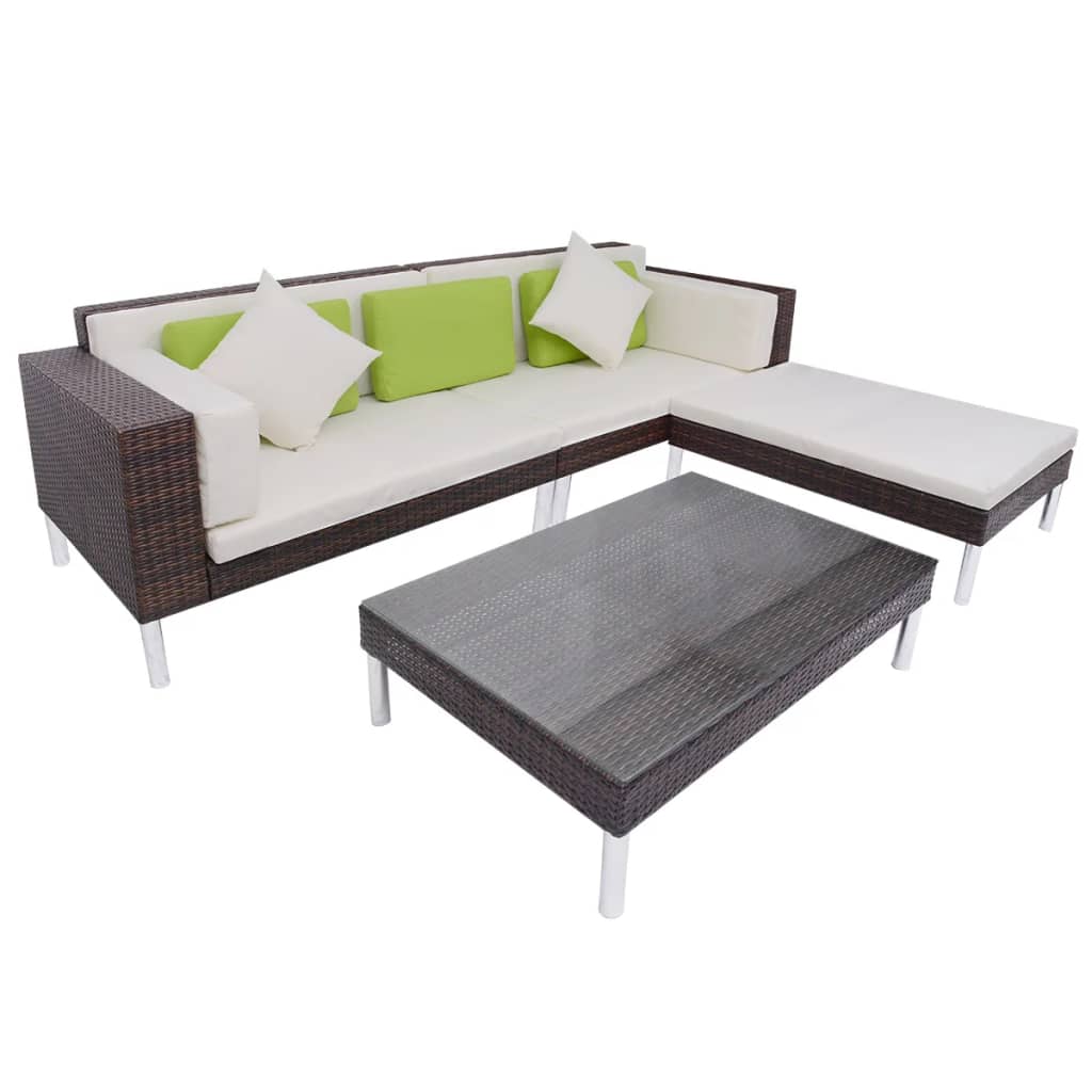 Garden Sofa Brown, Cream White Steel frame Large Modular