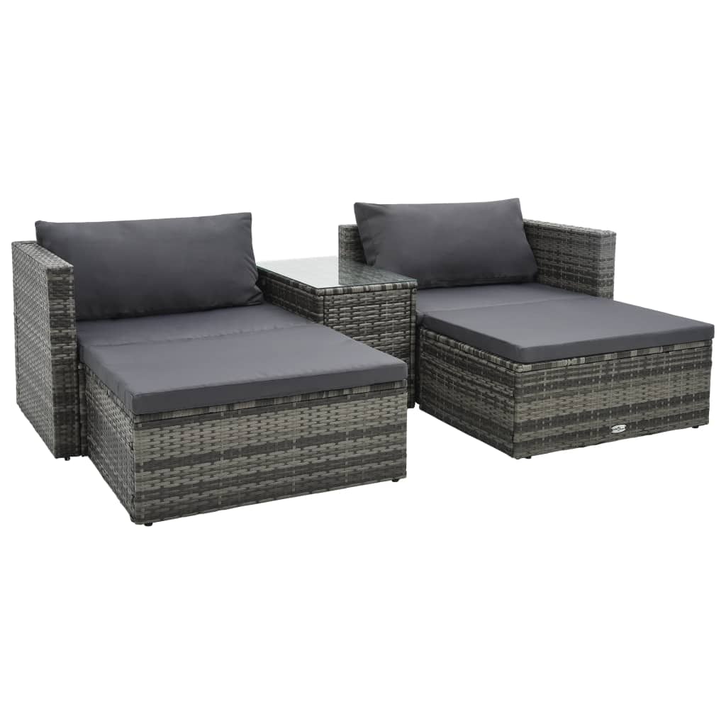 Garden Sofa Grey PE rattan, powder-coated steel Large Modular