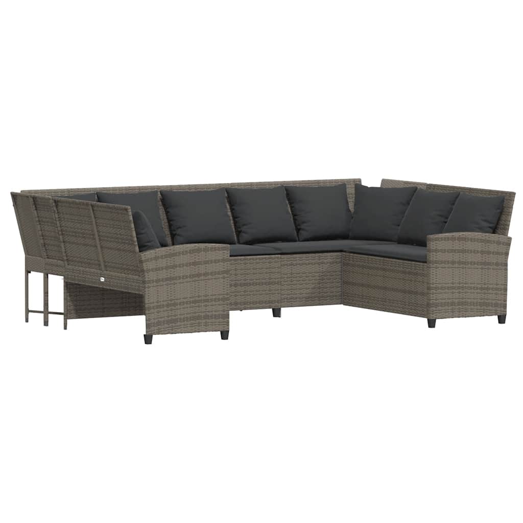 Garden Sofa Grey PE rattan, powder-coated steel Large Modular