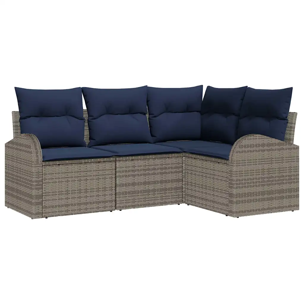 Garden Sofa Set 4 pcs Grey Poly Rattan