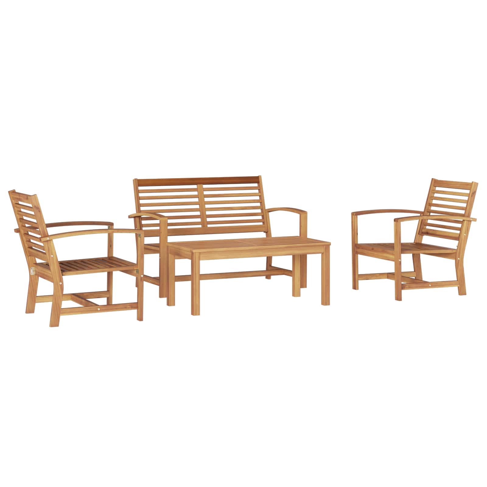 Garden Sofa Set 4 pcs Natural Solid Teak Wood